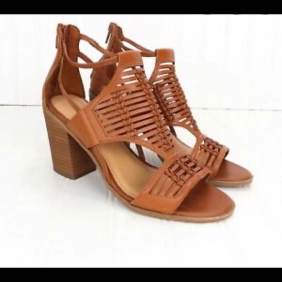 Merona Woven Leather Brown Sandals w Heel, 6.5 - Picture 2 of 9